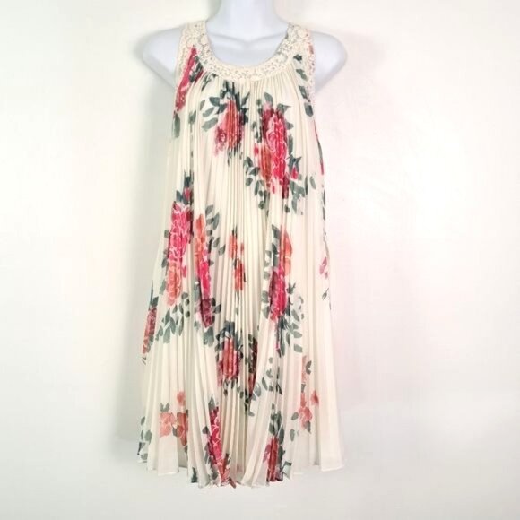Free People Floral Lace Acordian Pleated‎ Tent Swing Dress - Picture 2 of 8